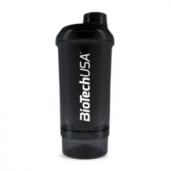 BioTechUSA Keverőpalack Biotech Wave+ Compact 500 ml (+150 ml) Black (Fekete)