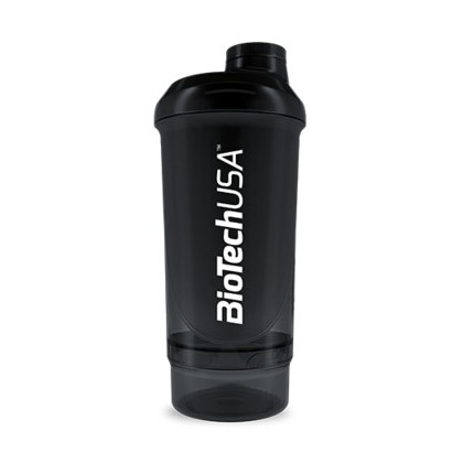 Keverőpalack Biotech Wave+ Compact 500 ml (+150 ml) Black (Fekete)